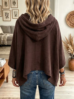 Women's Crossover Drawstring Hooded Corduroy Poncho