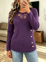 Retro Elegant Hollow Floral Lace Art Casual Stylish Long Sleeve Shirt