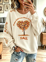 Vintage Leaf Autumn Pattern Art Casual Stylish Long Sleeve Sweatshirt