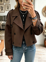 Vintage Elegant Short Wool-blend Button Jacket