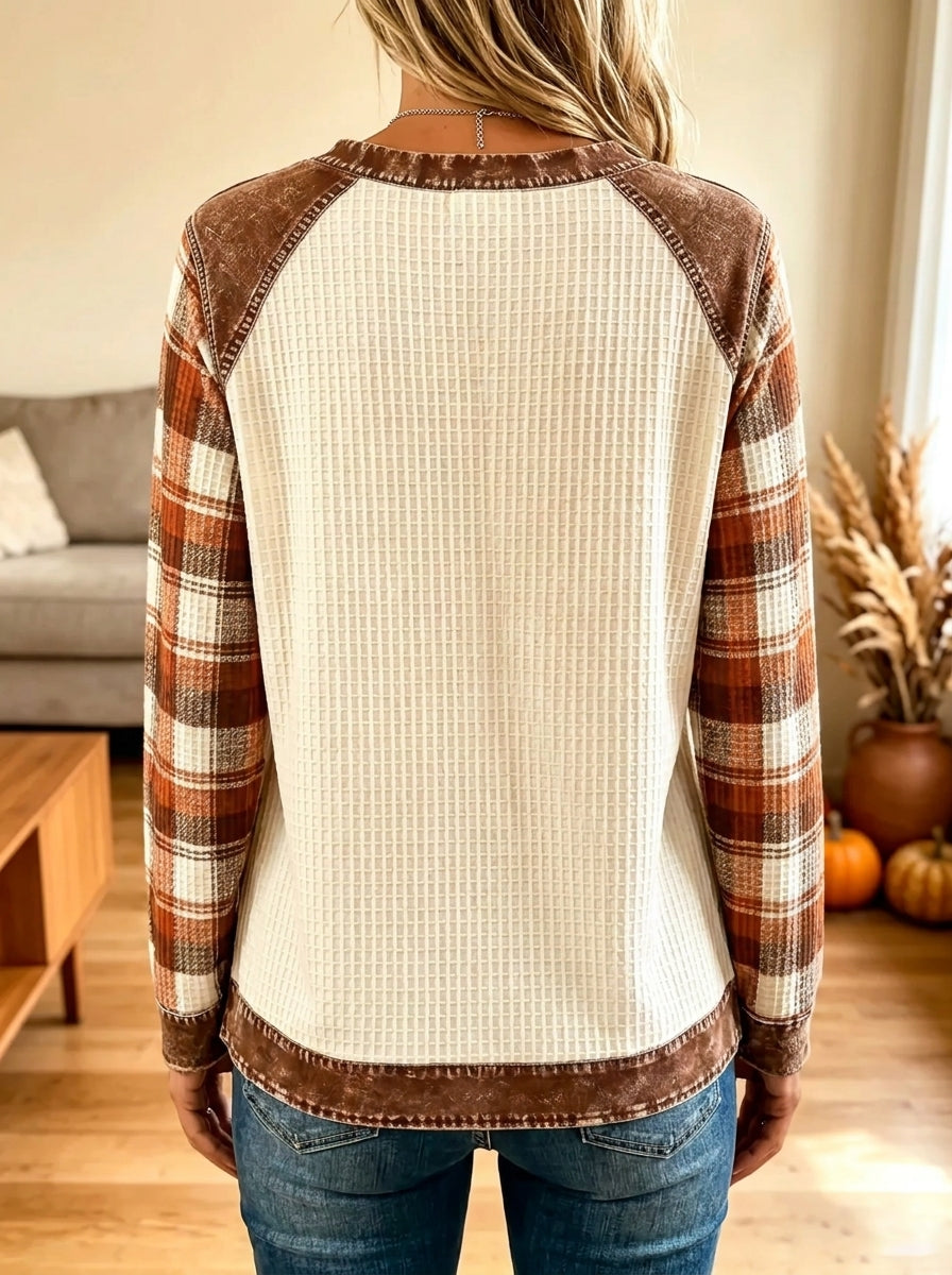 Women's Autumn Harvest Pumpkin Waffle Knit Tunic Top