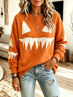 Funny Halloween Pumpkin Pattern Art Print Casual Long Sleeve Sweatshirt