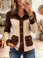 Women's Two-Tone Studded Faux Suede Jacket