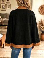 Women's Suede Trim Cutout Embroidered Cape