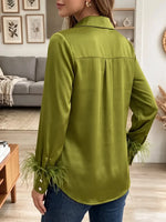 Vintage Elegant Patchwork Feather Shirt