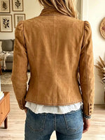Women's Floral Military Suede Jacket