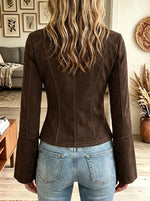 Women's Bell Sleeve Full-Zip Suede Jacket