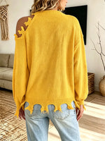 Retro Cozy Knit Cutout Art Casual Stylish Long Sleeve Sweater