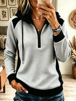 Women's Colorblock Half-Zip Waffle Knit Hoodie