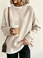 Women Light Blue Mock Two‑Piece Loose Long Sleeve Knit Sweater