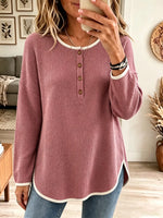 Women's Waffle Knit Button-Down Henley Tunic