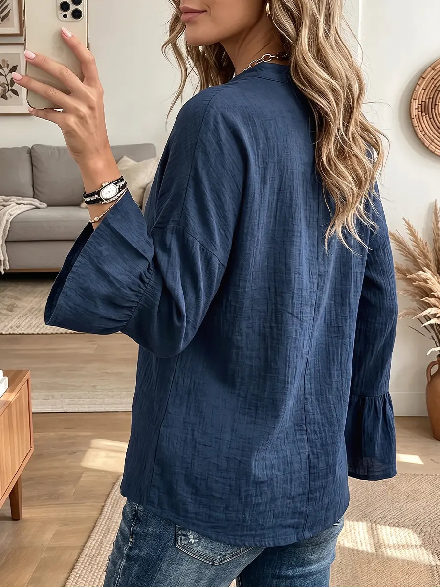 Vintage Elegant Cotton And Linen Patchwork Ruffles Shirt
