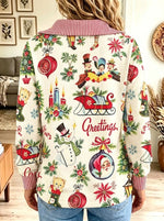 Women's Vintage Christmas Graphic Half-Zip Shirt