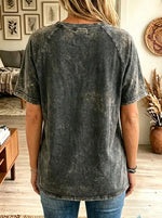 Women's Ghost Walking Dog Graphic Mineral Wash T-Shirt