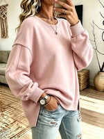 Women's Loose Fit Patchwork Crewneck Sweatshirt