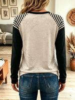 Women Halloween Witch Clothes Print Raglan Sweatshirt, Striped Long Sleeve Casual Pullover