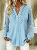 Retro Elegant Lace Patchwork Art Casual Stylish Long Sleeve Shirt