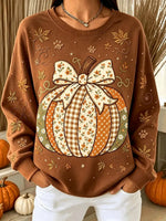 Vintage Autumn Halloween Pumpkin Art Print Crewneck Sweatshirt