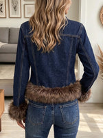 Women's Faux Fur Trim Denim Jacket