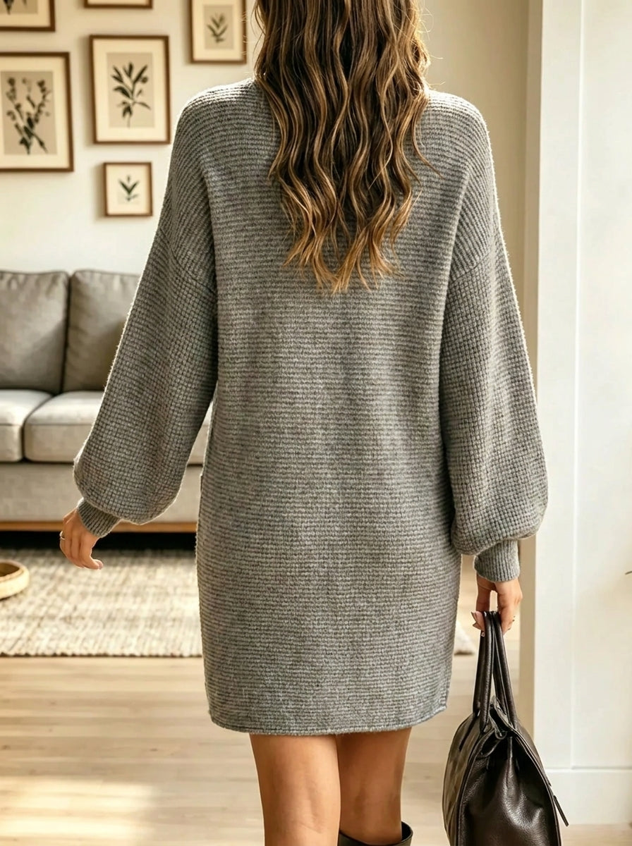 Women's Crewneck Sweater Pockets Mini Dress