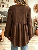 Women's V-Neck Babydoll Textured Peplum Blouse