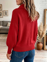 Vintage Elegant Mock-neck Asymmetric Sweater