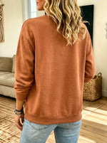 Women Halloween Ghost Patchwork Pumpkin Bow Crewneck Long Sleeve Sweatshirt