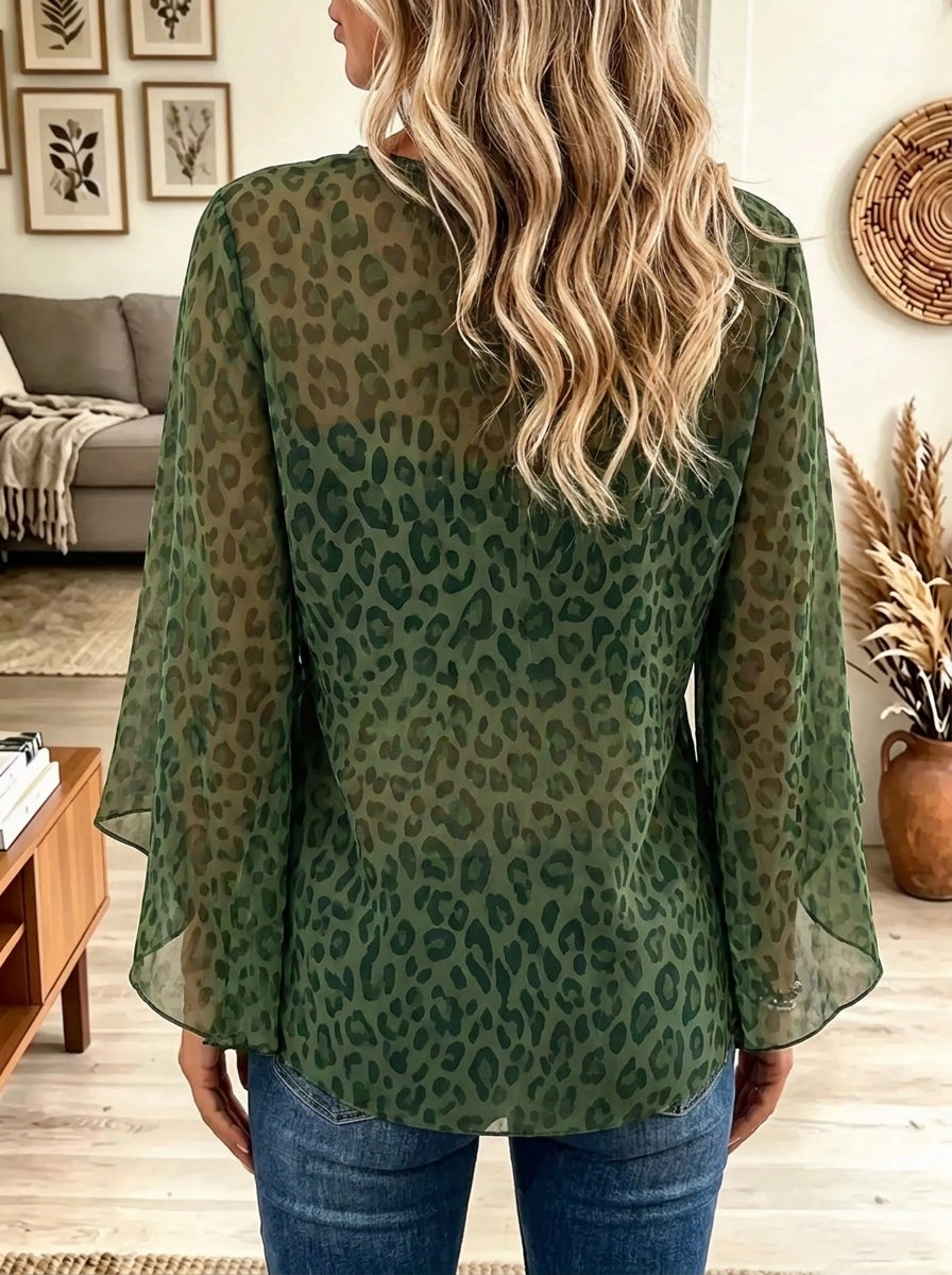 Women's Leopard Print Chiffon Blouse