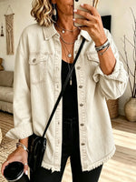 Women's Raw Hem Denim Shirt Jacket