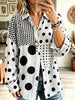 Retro Polka Dot Art Print Casual Stylish Long Sleeve Cotton Linen Shirt