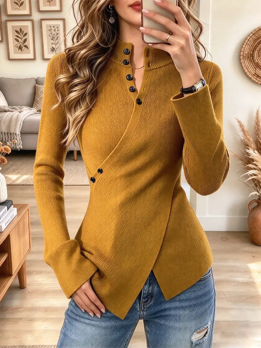 Retro Chic Turtleneck Knit Art Casual Stylish Long Sleeve Sweater