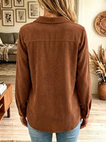 Women's Studded Yoke Corduroy Button-Down Shirt