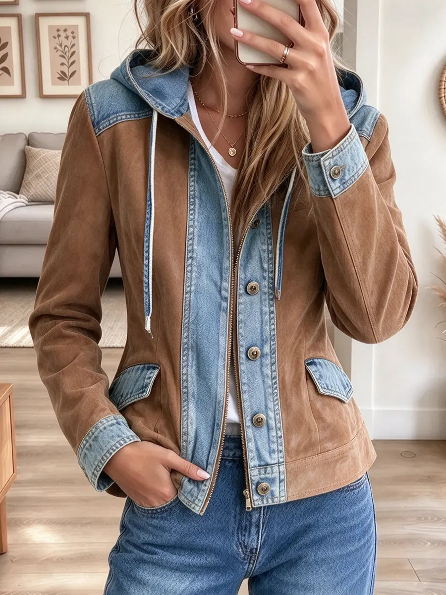 Retro Chic Hooded Patchwork Art Casual Stylish Long Sleeve Coat