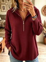 Women's Half-Zip Waffle Knit Hooded Pullover