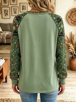Women's Christmas Tree Cat Print V-Neck Sweatshirt