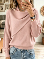 Women's Asymmetrical Draped Cowl Neck Sweater