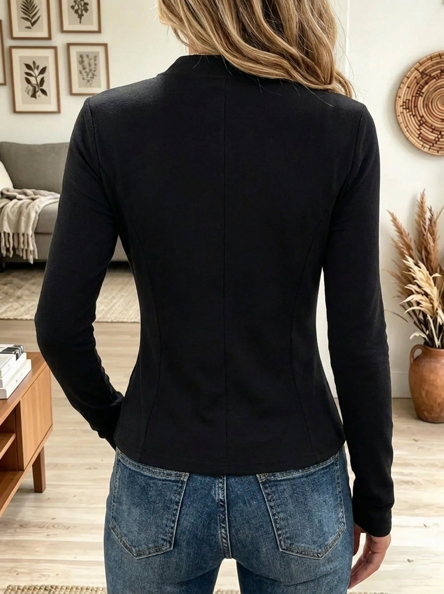 Women's Military Button Trim Full-Zip Jacket