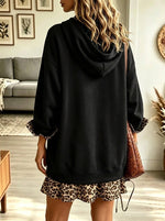 Women's Leopard Contrast Trim Oversized Sweatshirt Dress