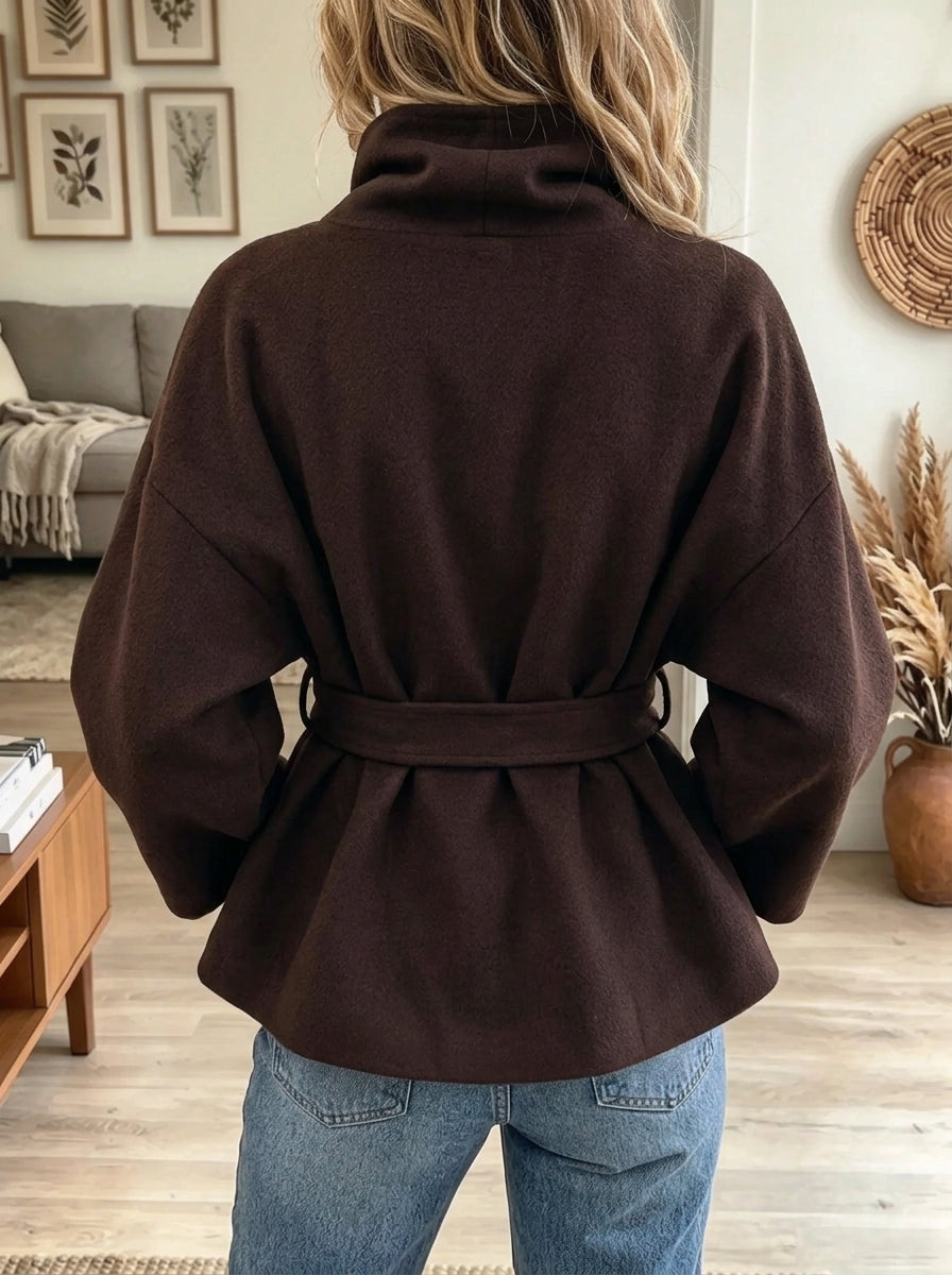 Women's Asymmetric Wrap Woolen Coat