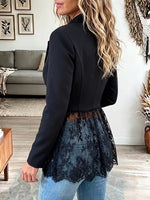 Vintage Elegant Patchwork Cut-out Lace Sheer Suit Jacket