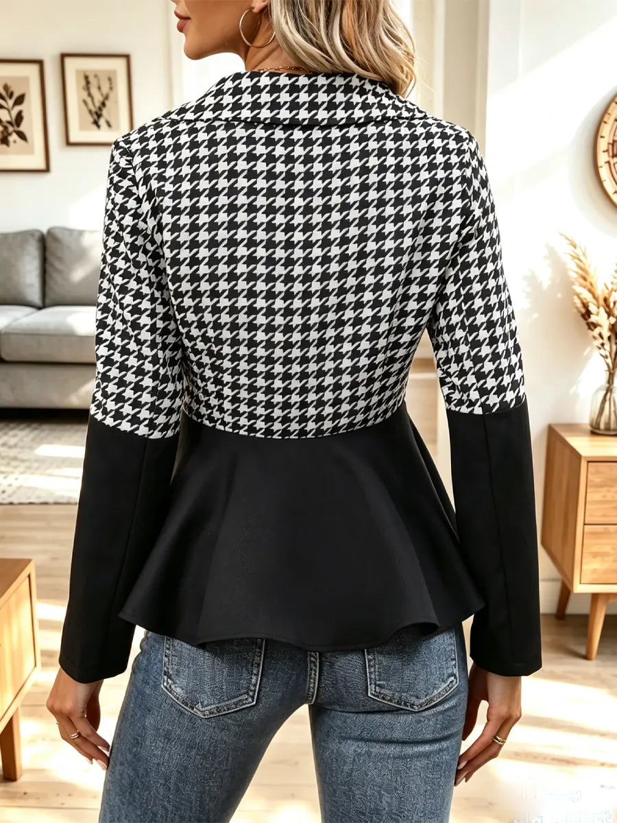 Retro Chic Color Block Ruffle Art Casual Stylish Long Sleeve Coat