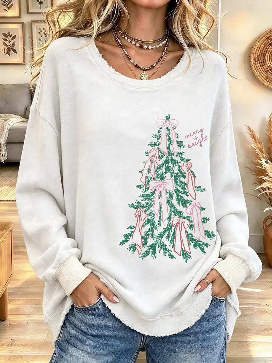 Women's Retro Christmas Print Crew Neck Sweatshirt