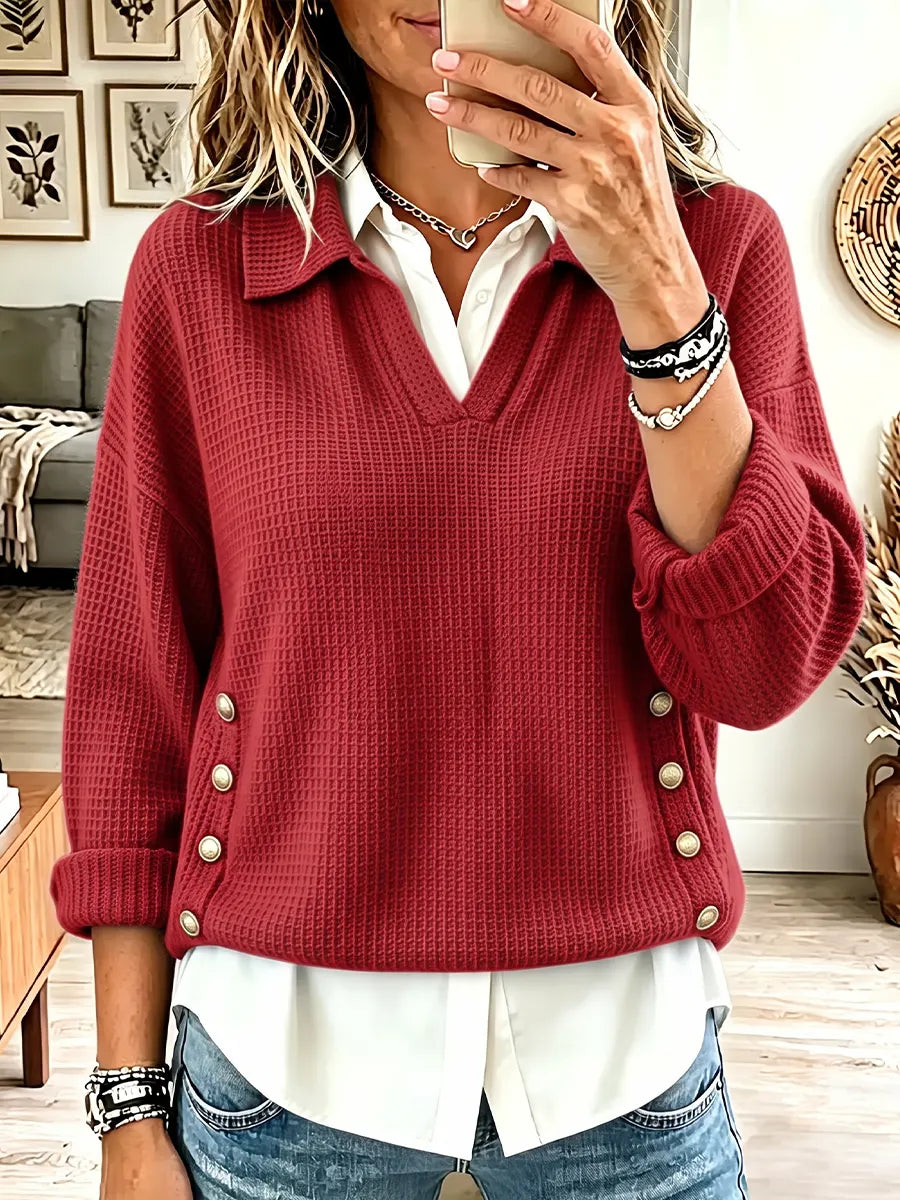 Vintage Elegant Waffle Button Shirt