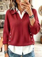 Vintage Elegant Waffle Button Shirt
