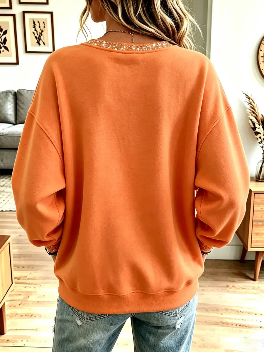 Vintage Pumpkin Autumn Pattern Art Casual Stylish Long Sleeve Sweatshirt