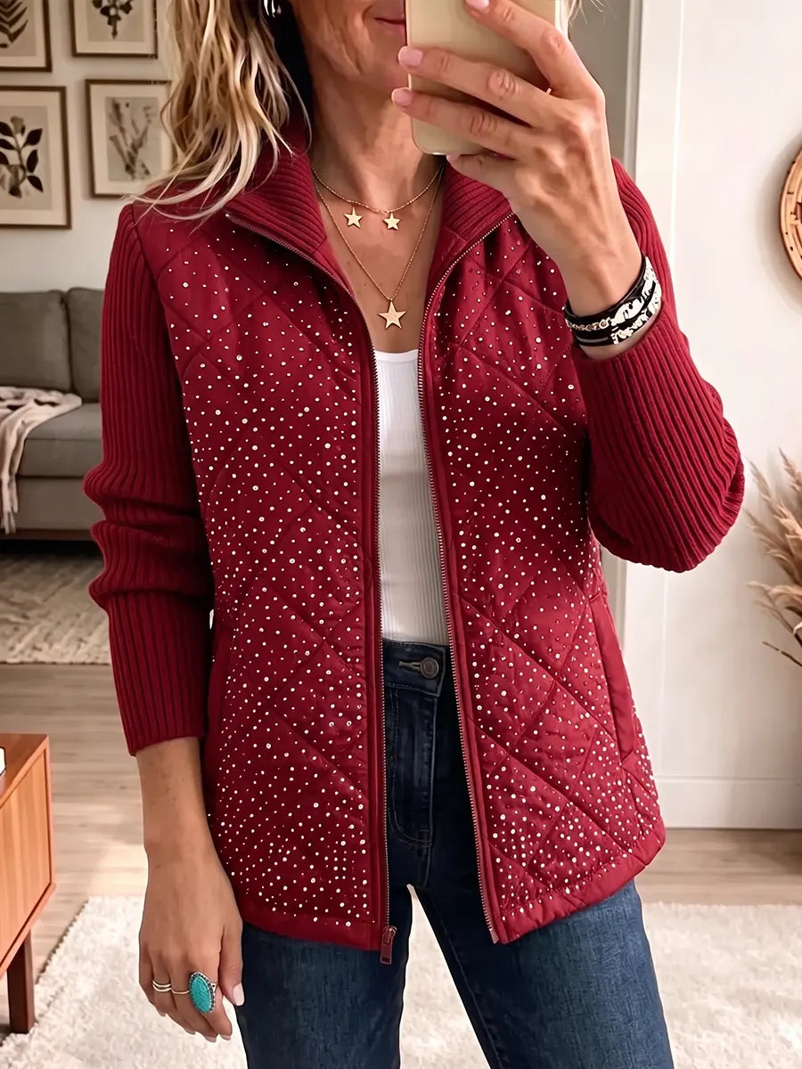Vintage Elegant Quilted Patchwork Sparkle Jacket