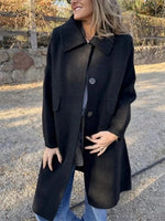 Women Dusty Purple Wide Collar Single Breasted Mid Length Wool Coat