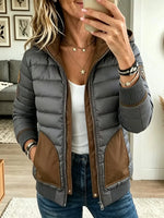 Women's Colorblock Contrast Pocket Lightweight Puffer Jacket