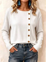 Retro Solid Color Art Casual Button Stylish Long Sleeve Shirt