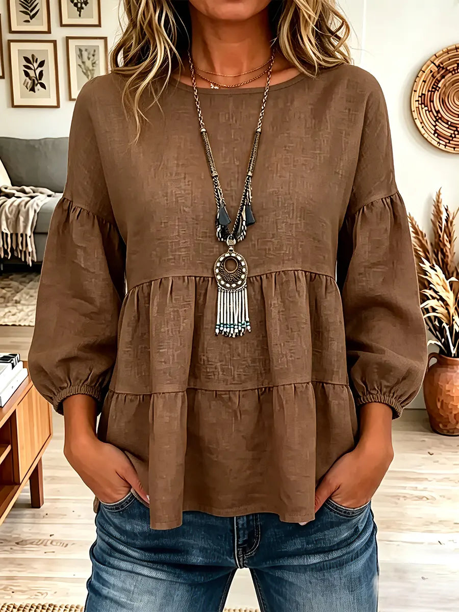 Vintage Elegant Cotton-linen Blend Shirt